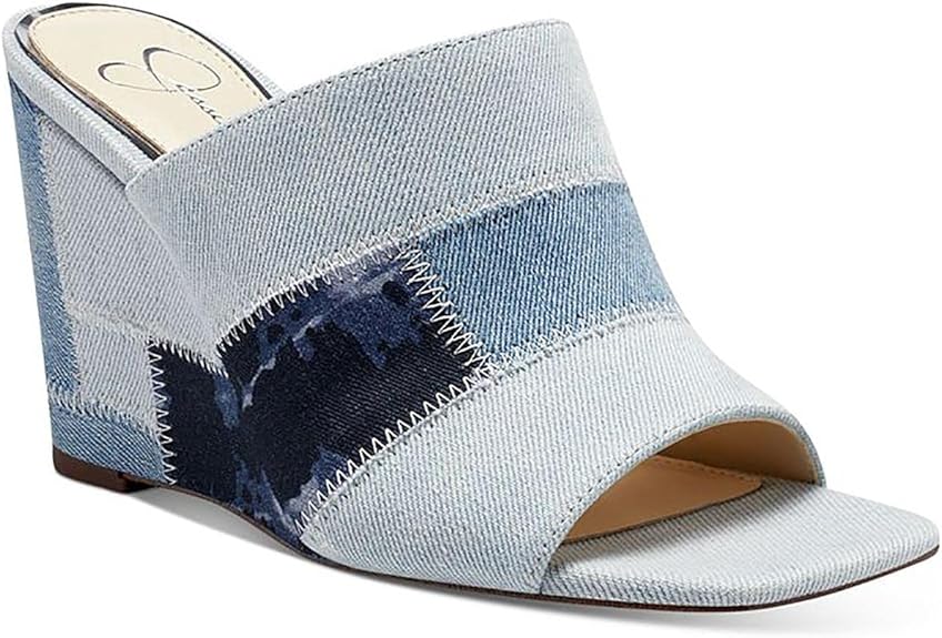 Jessica Simpson Womens Aishia Denim Slip-On Wedge Sandals