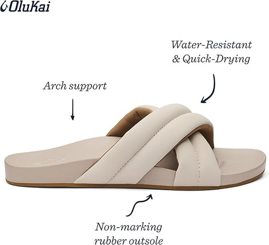 OLUKAI Hila Women's Beach Sandal, Water-Friendly Flip-Flop Slides, All-Day Wear & Ultra-Soft Comfort Fit