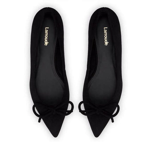 Larroudé Lee Flat In Black Suede