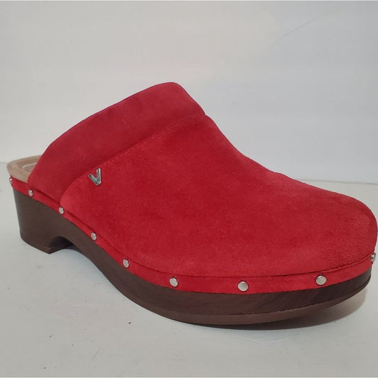 Vionic Kacie Red suede silver studded Orthotic Support Clog shoe