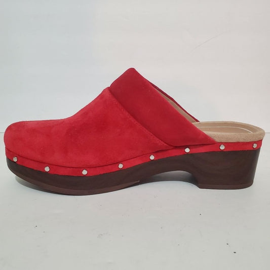 Vionic Kacie Red suede silver studded Orthotic Support Clog shoe