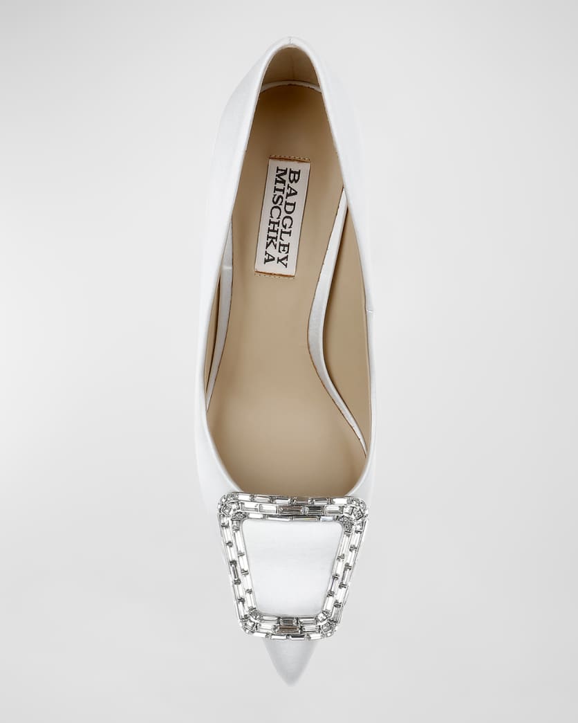 Badgley Mischka Aubree Silk Buckle Pumps
