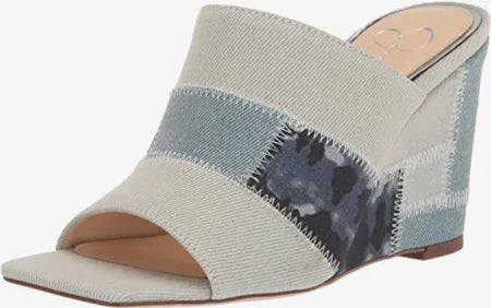 Jessica Simpson Womens Aishia Denim Slip-On Wedge Sandals