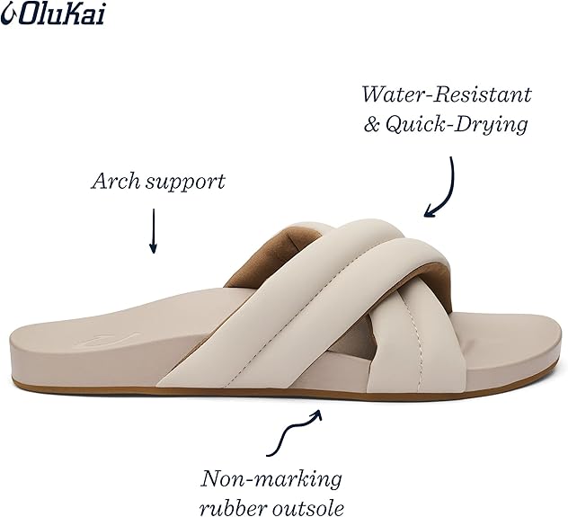 OLUKAI Hila Women's Beach Sandal, Water-Friendly Flip-Flop Slides, All-Day Wear & Ultra-Soft Comfort Fit