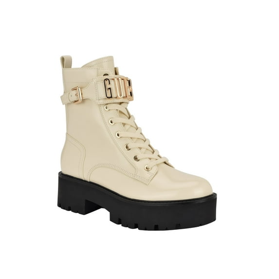 GUESS - Vaires Lug Sole Cuff Lace Up Logo Plated Combat Booties