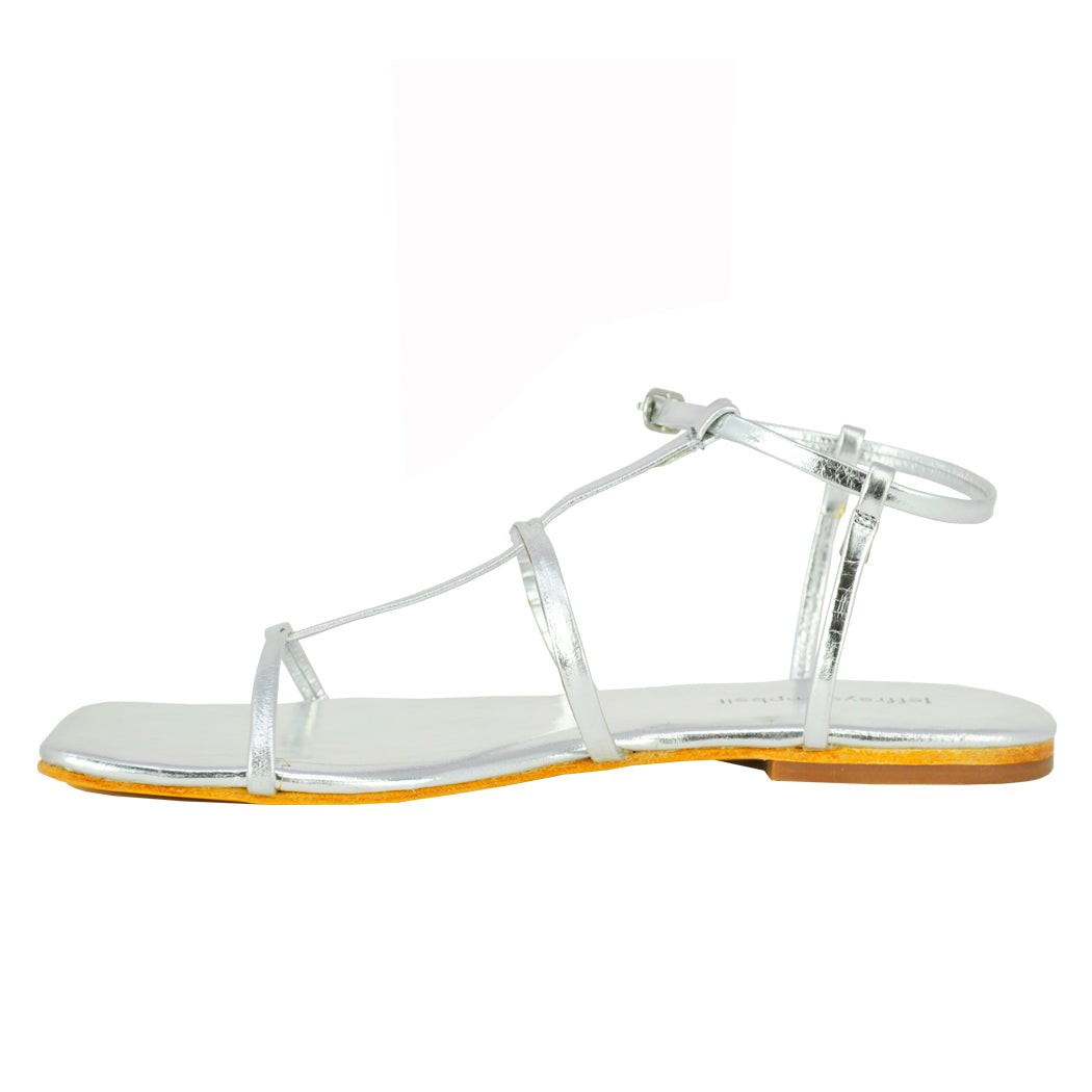 Jeffrey Campbell-Corinth Leather Flat Strappy Sandal
