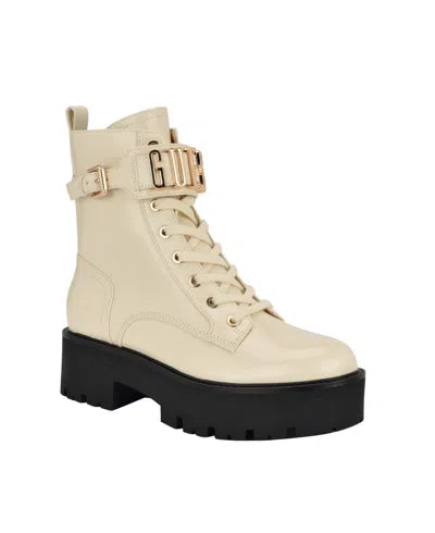 GUESS - Vaires Lug Sole Cuff Lace Up Logo Plated Combat Booties