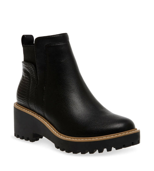 DV BY DOLCE VITA RIELLE LUG SOLE CHELSEA BOOT WOMEN BLACK EXOTIC