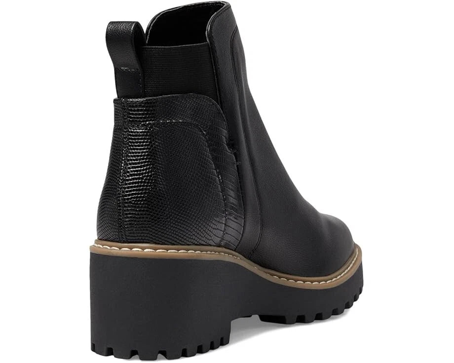 DV BY DOLCE VITA RIELLE LUG SOLE CHELSEA BOOT WOMEN BLACK EXOTIC
