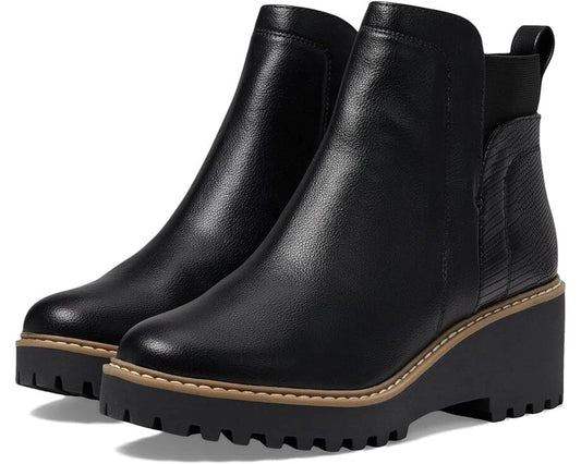 DV BY DOLCE VITA RIELLE LUG SOLE CHELSEA BOOT WOMEN BLACK EXOTIC