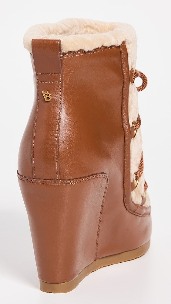 Veronica Beard Elfred Leather Shearling Lace-Up Booties